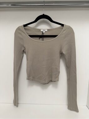 AGOLDE Ribbed Scoop-Neck Long Sleeve Top